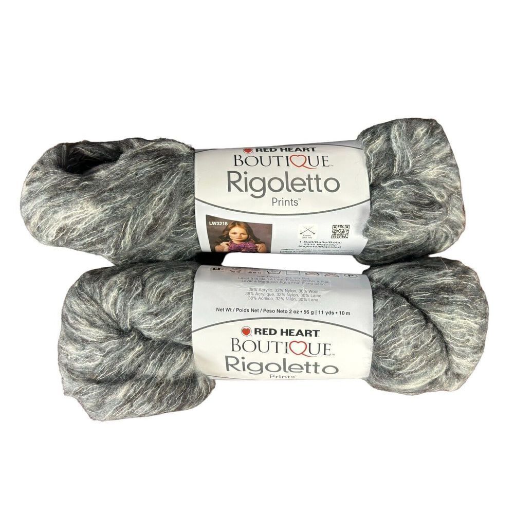 Red Heart Boutique Rigoletto Prints Lot of 2 Balls Stormy 4.6 Ounces Grey New